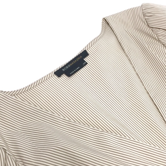 BCBG MAXAZRIA Sand Stripe Bell Sleeve Dress XXS - Picture 7 of 13